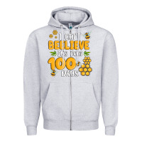 Heather Grey i cant beelieve its been 100 days Zipper Hoodie - MaliasSmallBusiness