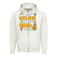 Oatmeal Heather i cant beelieve its been 100 days Zipper Hoodie - MaliasSmallBusiness