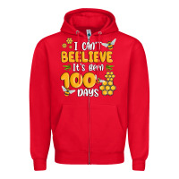 Red i cant beelieve its been 100 days Zipper Hoodie - MaliasSmallBusiness
