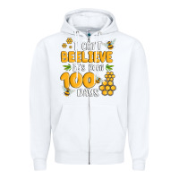 White i cant beelieve its been 100 days Zipper Hoodie - MaliasSmallBusiness