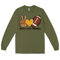 Army Green peace love football Long Sleeve Tee - AdoDesignShop