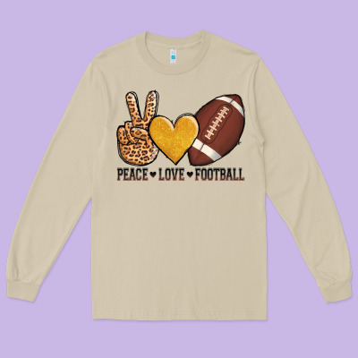 Peace Love Football Long Sleeve Tee Designed By Adodesignshop