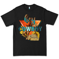 Black hey cowboy with sunflowers Premium Tee - texasbilliewilder