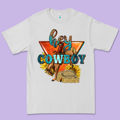 Hey Cowboy With Sunflowers Premium Tee Designed By Texasbilliewilder