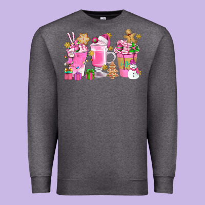 Pink Christmas Coffee Cups Bbs Premium Sweatshirt Designed By Bundleandbundleshop