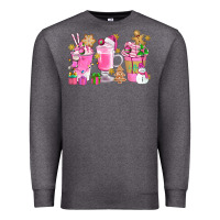 Charcoal Heather Pink Christmas Coffee Cups Bbs Premium Sweatshirt - BundleAndBundleShop