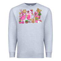 Heather Grey Pink Christmas Coffee Cups Bbs Premium Sweatshirt - BundleAndBundleShop