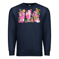 Navy Pink Christmas Coffee Cups Bbs Premium Sweatshirt - BundleAndBundleShop