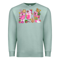Seafoam Pink Christmas Coffee Cups Bbs Premium Sweatshirt - BundleAndBundleShop