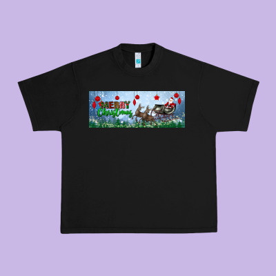 Merry Christmas With Santa Sleigh Urban Heavy Tee Designed By Bundleandbundleshop