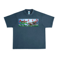 Midnight Navy merry christmas with santa sleigh Urban Heavy Tee - BundleAndBundleShop