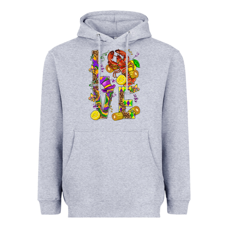 Love Crawfish Mardi Gras Heavyweight Hoodie by BundleAndBundleShop | Teevron