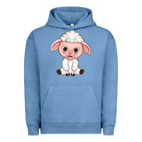 Pigment Pebble Blue Cartoon Lamb Urban Hoodie - HowdyJamesFarm