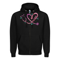 Black nurse heart Zipper Hoodie - MaliasSmallBusiness