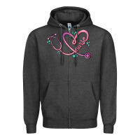 Charcoal Heather nurse heart Zipper Hoodie - MaliasSmallBusiness