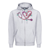 Heather Grey nurse heart Zipper Hoodie - MaliasSmallBusiness