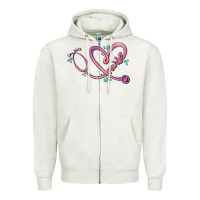 Oatmeal Heather nurse heart Zipper Hoodie - MaliasSmallBusiness