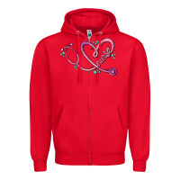 Red nurse heart Zipper Hoodie - MaliasSmallBusiness