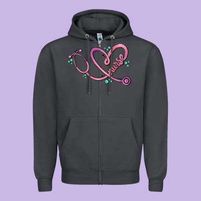 Nurse Heart Zipper Hoodie Designed By Maliassmallbusiness