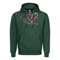 Sports Green nurse heart Zipper Hoodie - MaliasSmallBusiness