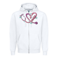 White nurse heart Zipper Hoodie - MaliasSmallBusiness