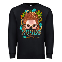 Black Western Rodeo Girl Braid Red Hair Premium Sweatshirt - BundleAndBundleShop