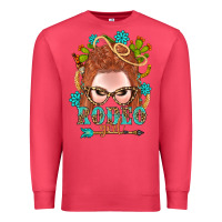 Cardinal Western Rodeo Girl Braid Red Hair Premium Sweatshirt - BundleAndBundleShop