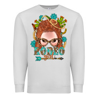 Dove Grey Western Rodeo Girl Braid Red Hair Premium Sweatshirt - BundleAndBundleShop