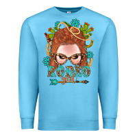 Ocean Blue Western Rodeo Girl Braid Red Hair Premium Sweatshirt - BundleAndBundleShop