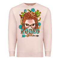 Pale Pink Western Rodeo Girl Braid Red Hair Premium Sweatshirt - BundleAndBundleShop