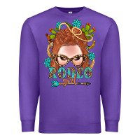 Purple Western Rodeo Girl Braid Red Hair Premium Sweatshirt - BundleAndBundleShop