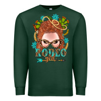 Sports Green Western Rodeo Girl Braid Red Hair Premium Sweatshirt - BundleAndBundleShop