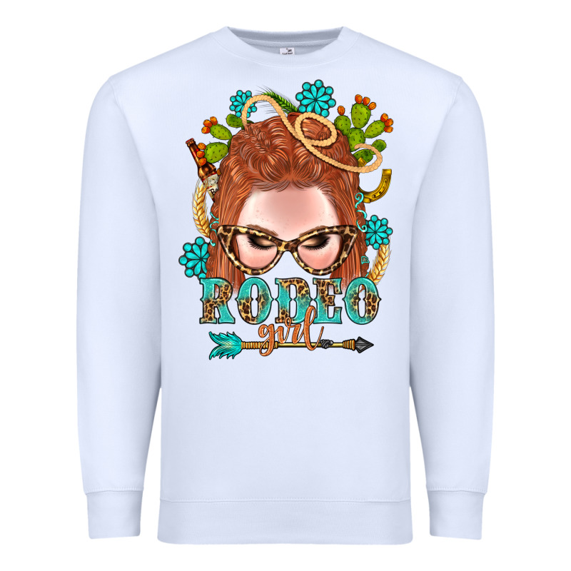 Western Rodeo Girl Braid Red Hair Premium Sweatshirt by BundleAndBundleShop | Teevron
