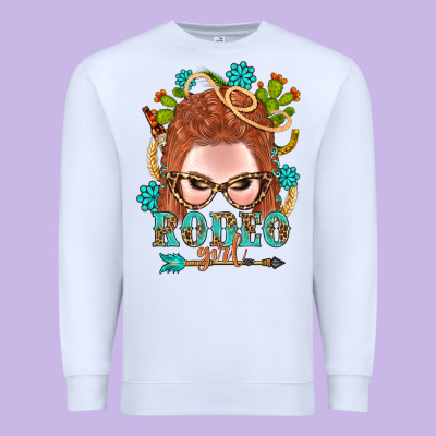 Western Rodeo Girl Braid Red Hair Premium Sweatshirt Designed By Bundleandbundleshop