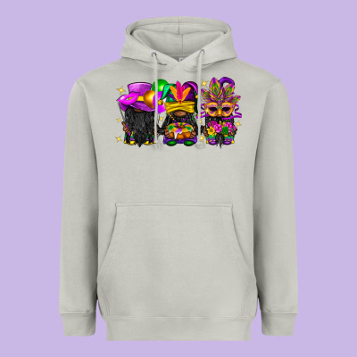 Mardi Gras Afro Gnomies Heavyweight Hoodie Designed By Bundleandbundleshop