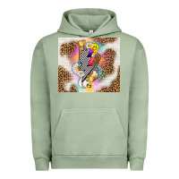 Pigment Oil Green retro baseball with leopard Urban Hoodie - TumblerDesignByShophia
