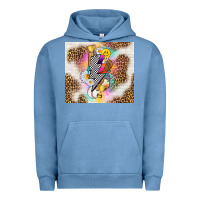 Pigment Pebble Blue retro baseball with leopard Urban Hoodie - TumblerDesignByShophia