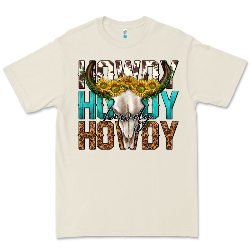 Howdy Howdy Howdy Western Bull Skull Premium Tee by texasbilliewilder | Teevron
