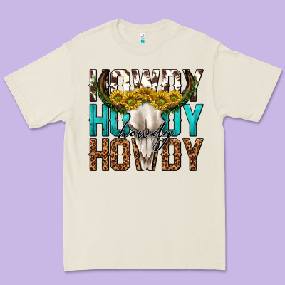 Howdy Howdy Howdy Western Bull Skull Premium Tee Designed By Texasbilliewilder