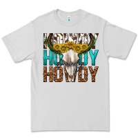 Dove Grey howdy howdy howdy western bull skull Premium Tee - texasbilliewilder