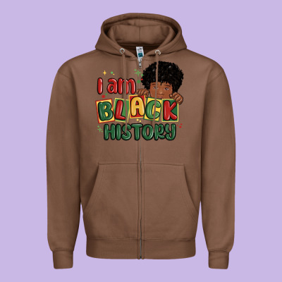 I Am Black History Black Boy Zipper Hoodie Designed By Maliassmallbusiness