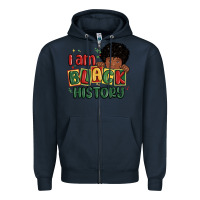 Navy i am black history black boy Zipper Hoodie - MaliasSmallBusiness