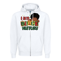 White i am black history black boy Zipper Hoodie - MaliasSmallBusiness