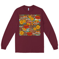 Burgundy pumpkin plaid sunflower seamless Long Sleeve Tee - AdoDesignShop