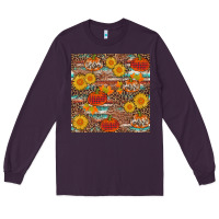 Plum pumpkin plaid sunflower seamless Long Sleeve Tee - AdoDesignShop