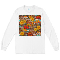 White pumpkin plaid sunflower seamless Long Sleeve Tee - AdoDesignShop