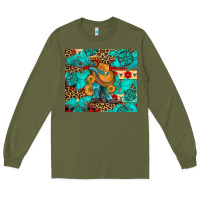 Army Green cowboy boots with turquoise and aztec Long Sleeve Tee - Artiststas