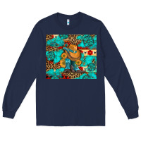 Navy cowboy boots with turquoise and aztec Long Sleeve Tee - Artiststas