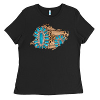Black gemstone wood leopard patch Ladies Tee - AdoDesignShop