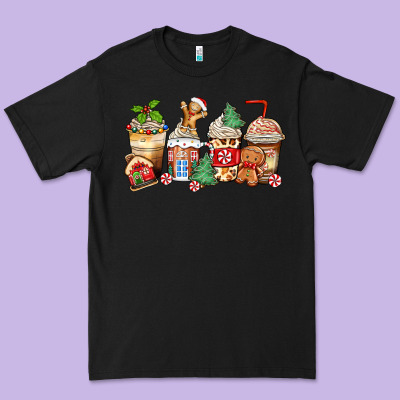 Christmas Gingerbread Coffee Cups Premium Tee Designed By Zillion Design Studio